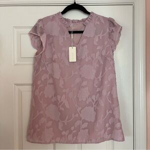 Aokosor Light Pink Floral Sleeveless Blouse